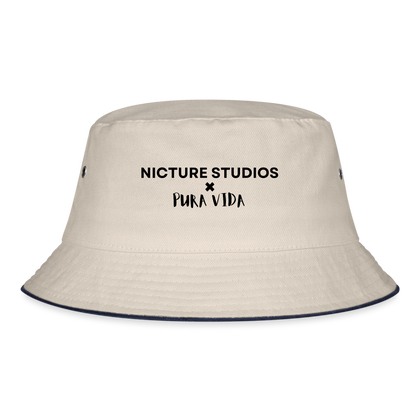 Costa Rica Pura Vida Bucket Hat - ecru/navy