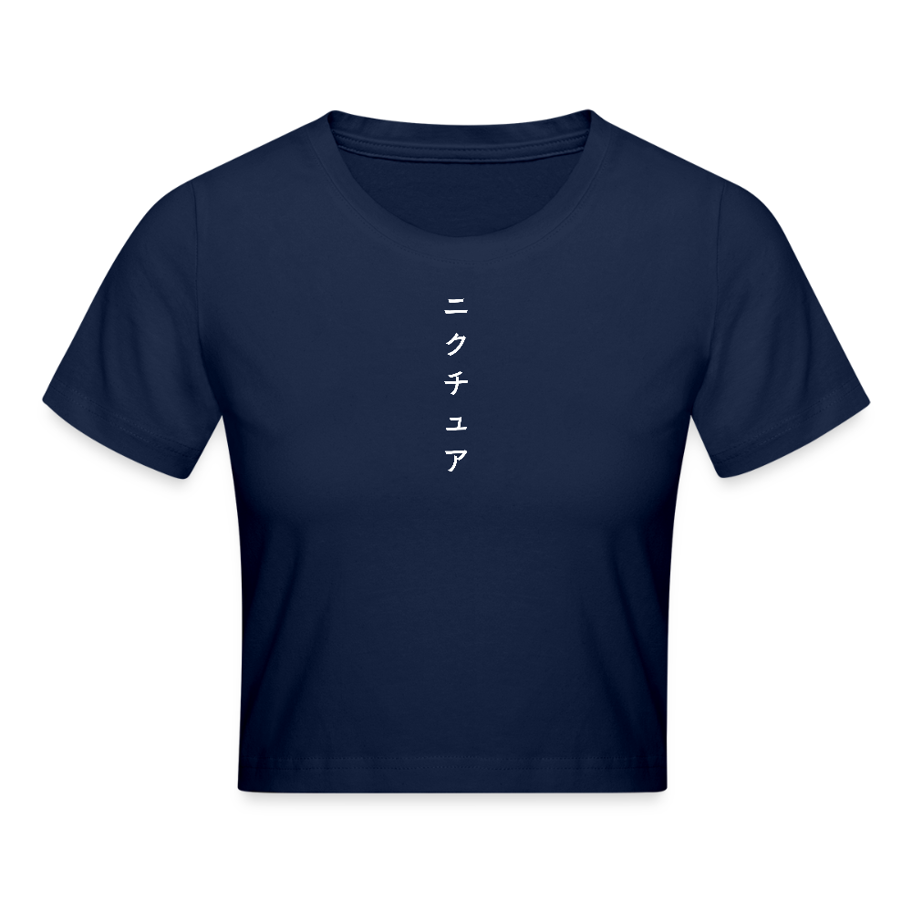 Japanese Geisha Women Cropped T-Shirt - Light Navy