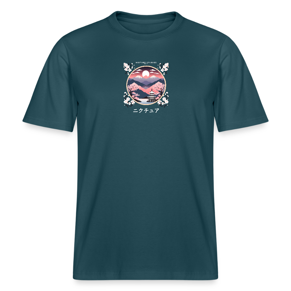 Japanese Landscape Relaxed Fit Unisex Bio-T-Shirt - Dunkles Petrol