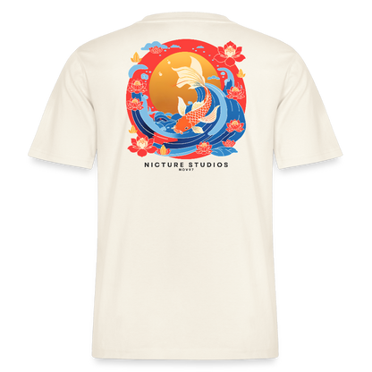 Koi & Flower Japanese Relaxed Fit Unisex Bio-T-Shirt - Naturweiß 