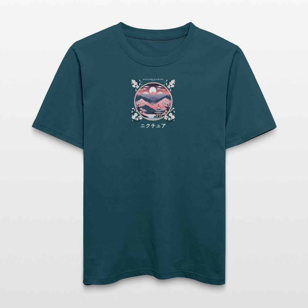Japanese Landscape Relaxed Fit Unisex Bio-T-Shirt - Dunkles Petrol