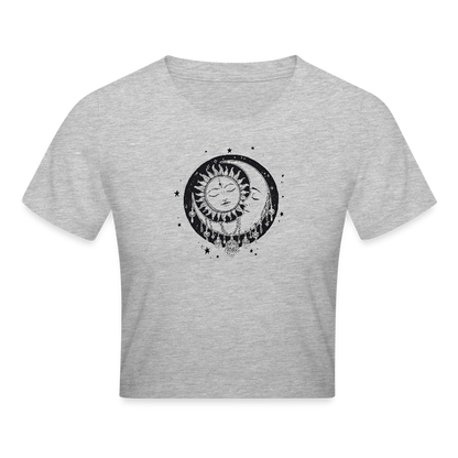 Boho Cropped T-Shirt - Grau meliert