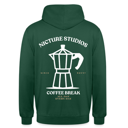 Coffee Break Unisex Hoodie - Flaschengrün