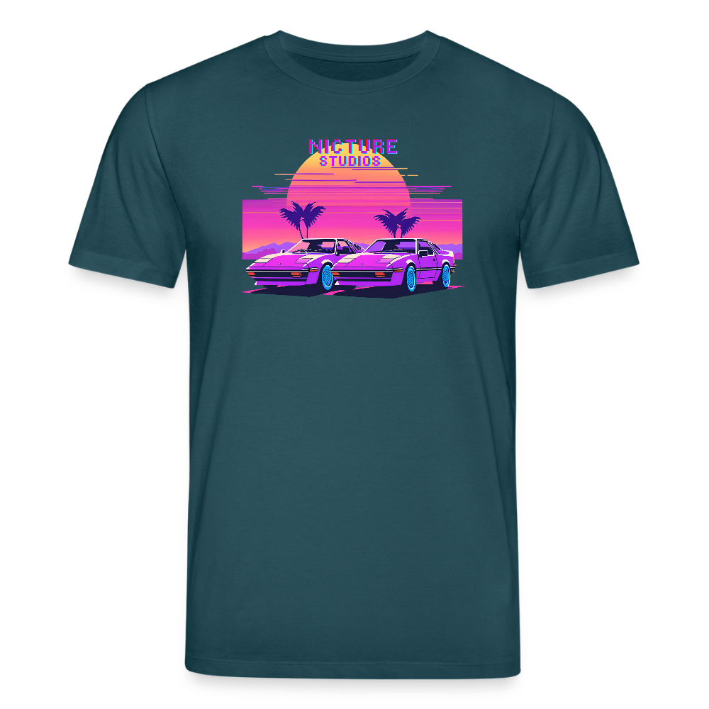 Retro Pixel Unisex Bio-T-Shirt - Dunkles Petrol