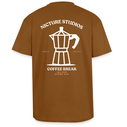 Coffee Break Heavy Oversize T-Shirt - Toffee
