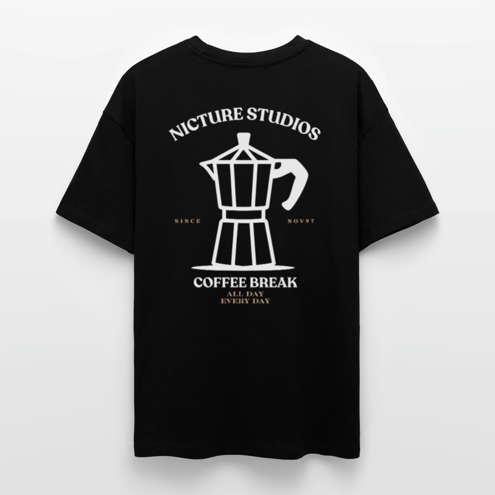 Coffee Break Heavy Oversize T-Shirt - Schwarz