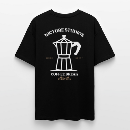 Coffee Break Heavy Oversize T-Shirt - Schwarz