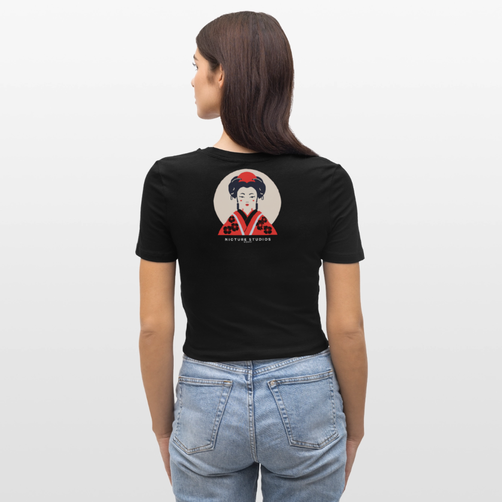 Japanese Geisha Women Cropped T-Shirt - Schwarz