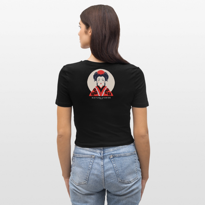 Japanese Geisha Women Cropped T-Shirt - Schwarz
