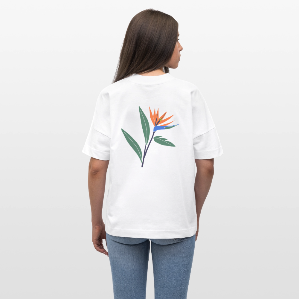 Strelitzia Tropical Oversized Unisex Bio T-Shirt - Weiß