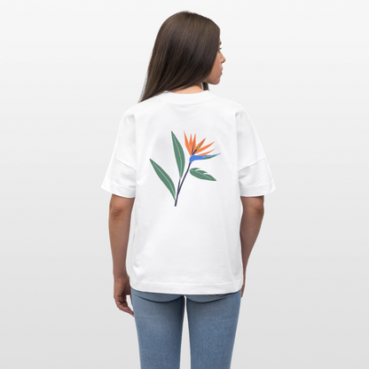 Strelitzia Tropical Oversized Unisex Bio T-Shirt - Weiß