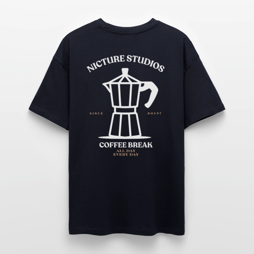 Coffee Break Heavy Oversize T-Shirt - French Navy