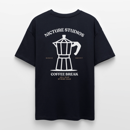 Coffee Break Heavy Oversize T-Shirt - French Navy