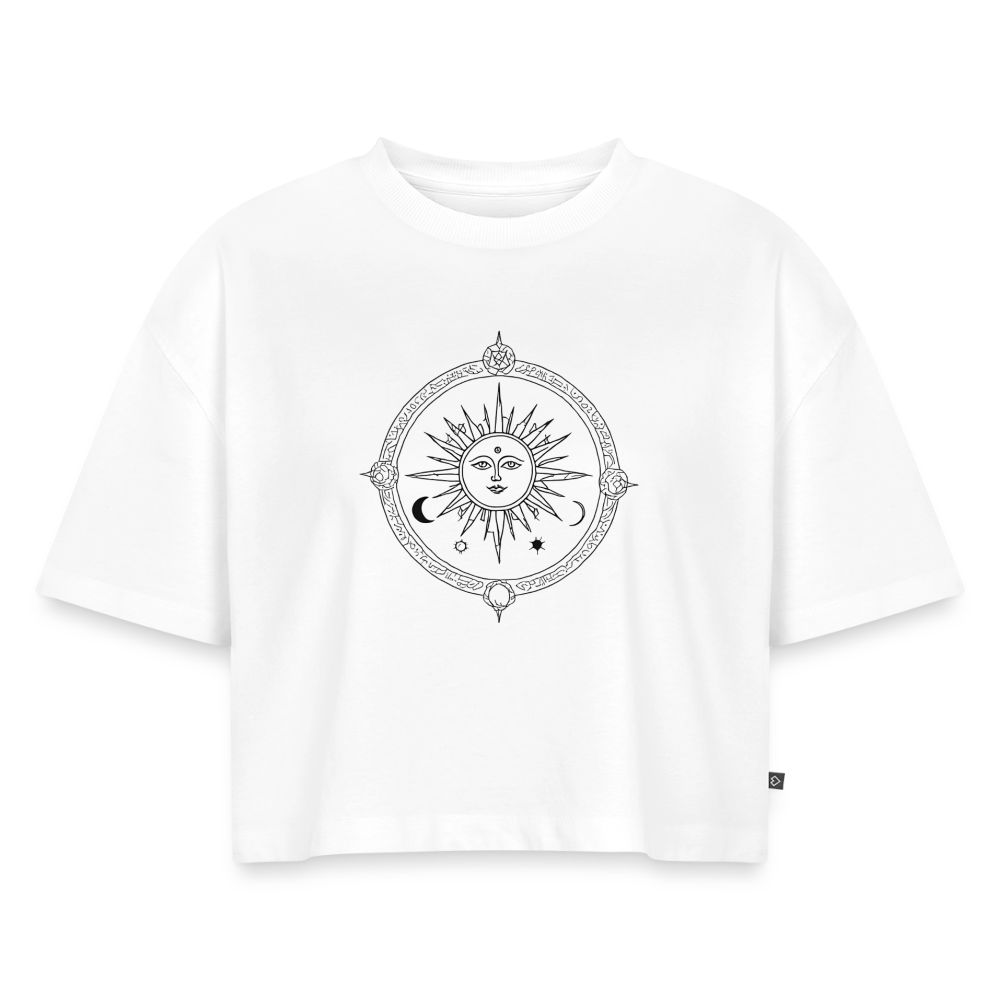 Okkult Oversized Cropped T-Shirt - Weiß