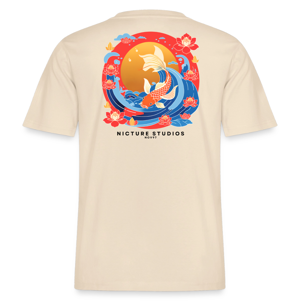 Koi & Flower Japanese Relaxed Fit Unisex Bio-T-Shirt - Natur