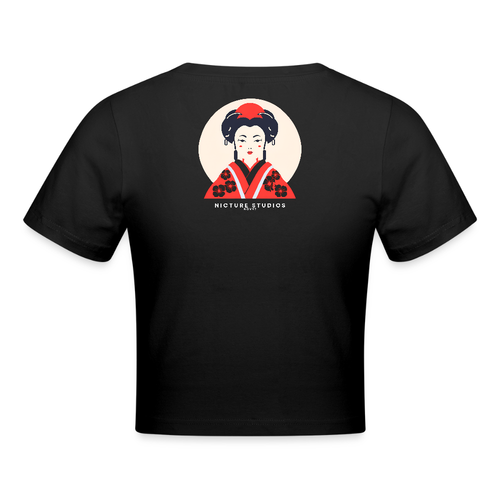 Japanese Geisha Women Cropped T-Shirt - Schwarz