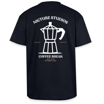 Coffee Break Heavy Oversize T-Shirt - French Navy