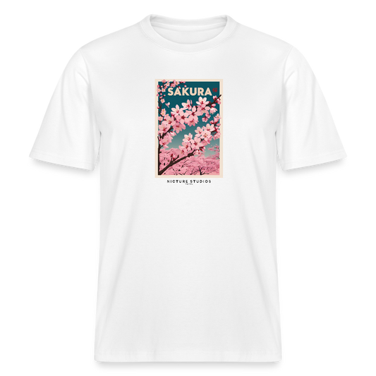 Sakura Japanese Cherry Blossom Relaxed Fit Unisex Bio-T-Shirt - Weiß