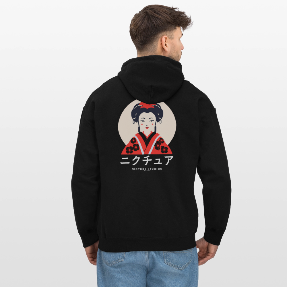 Japanese Geisha Unisex Soft Hoodie - Schwarz