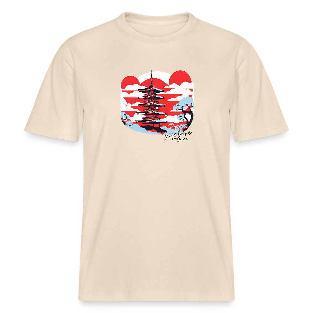Japanese Pagoda Relaxed Fit Unisex Bio-T-Shirt - Weißgrau