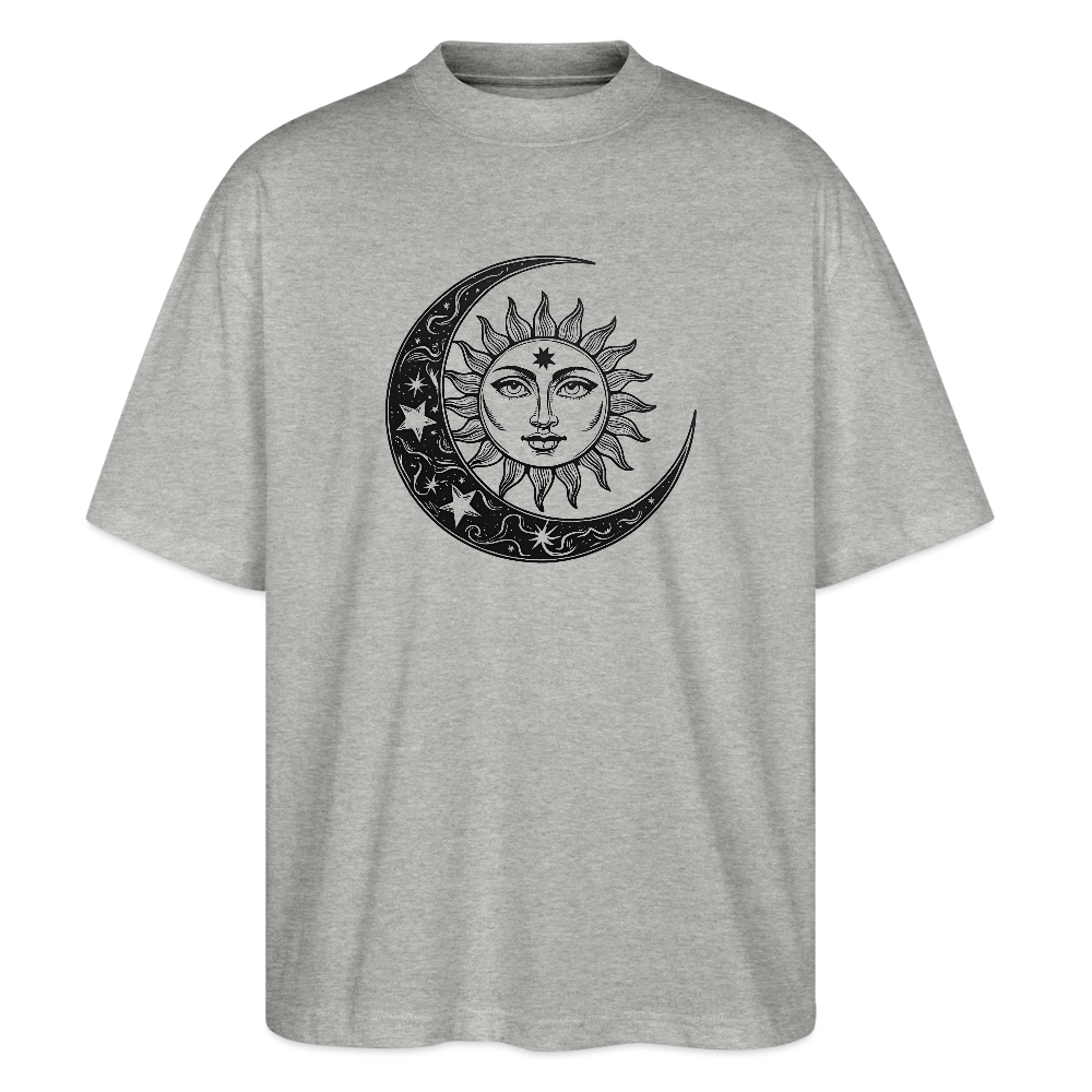 Sonne Mond Sterne Oversized Unisex Bio T-Shirt - Grau meliert