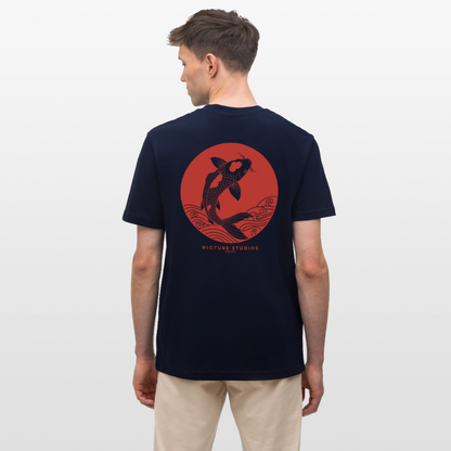 Koi Japanese Relaxed Fit Unisex Bio-T-Shirt Sparker - Navy