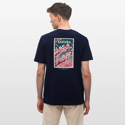 Sakura Japanese Cherry Blossom Relaxed Fit Unisex Bio-T-Shirt - Navy