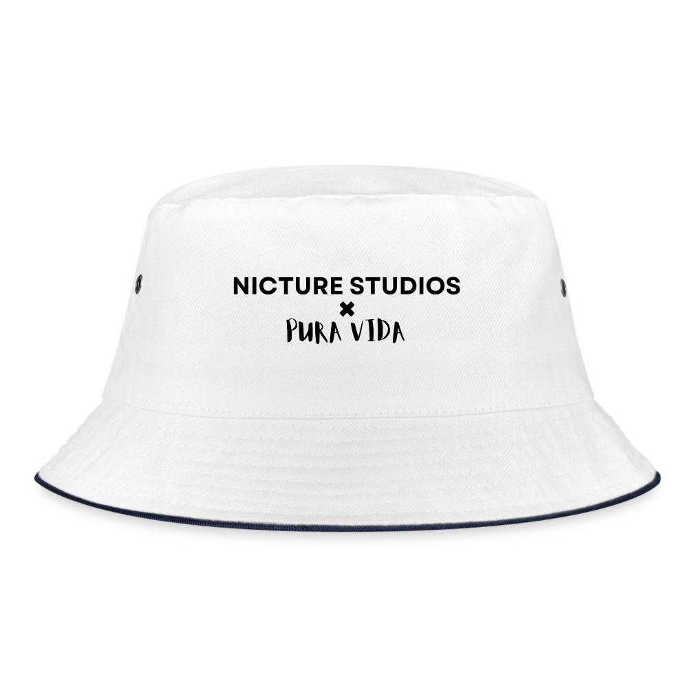 Costa Rica Pura Vida Bucket Hat - white/navy