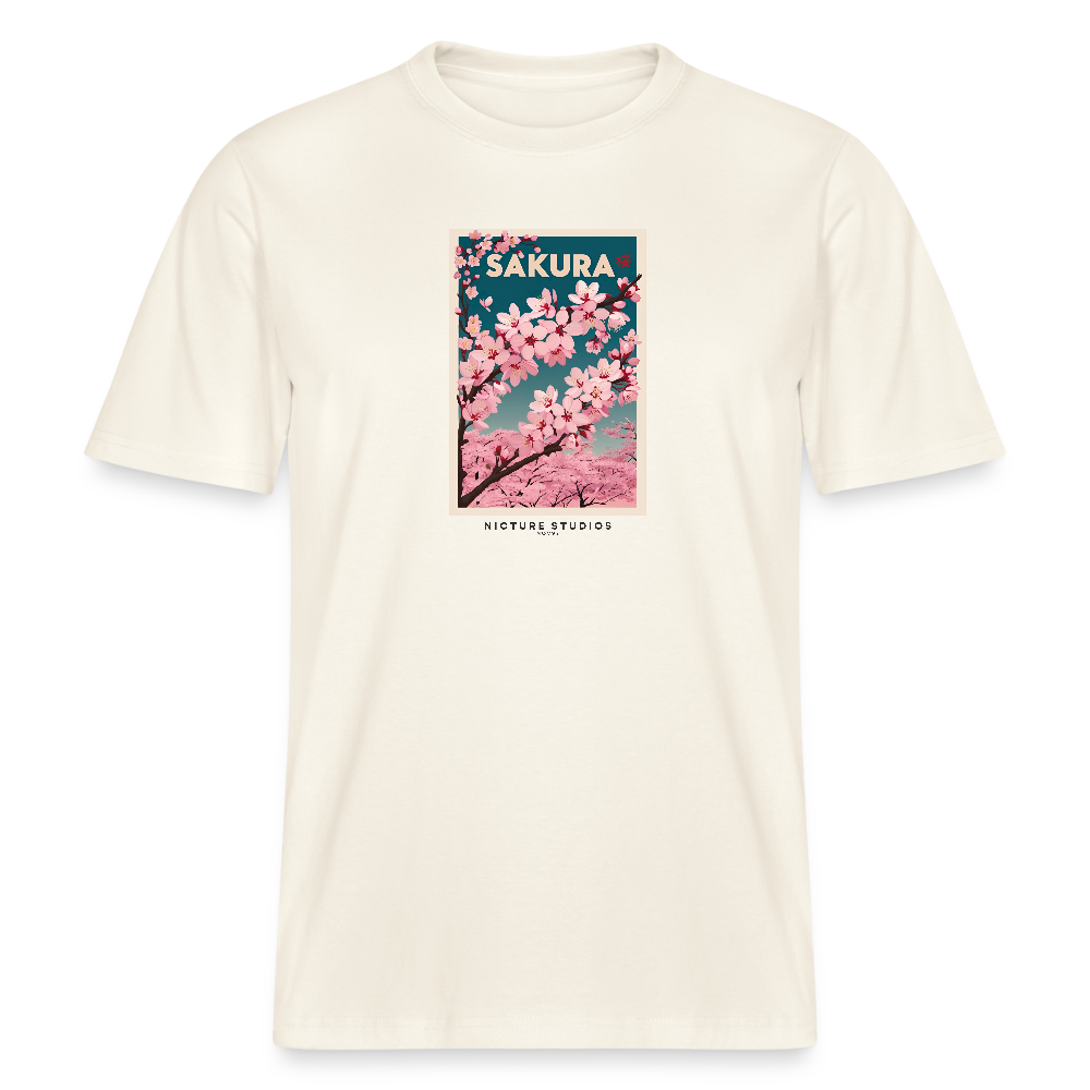 Sakura Japanese Cherry Blossom Relaxed Fit Unisex Bio-T-Shirt - Naturweiß 