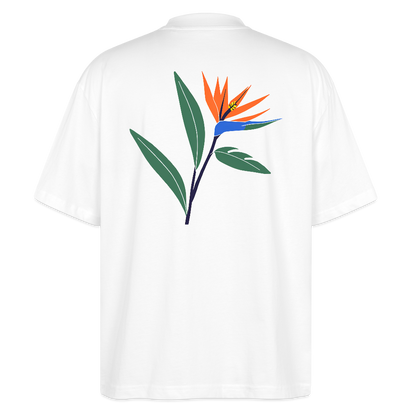 Strelitzia Tropical Oversized Unisex Bio T-Shirt - Weiß