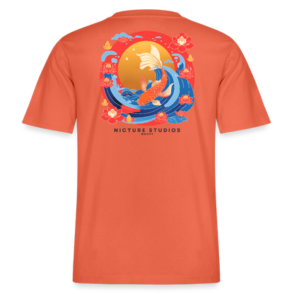Koi & Flower Japanese Relaxed Fit Unisex Bio-T-Shirt - Hellrot