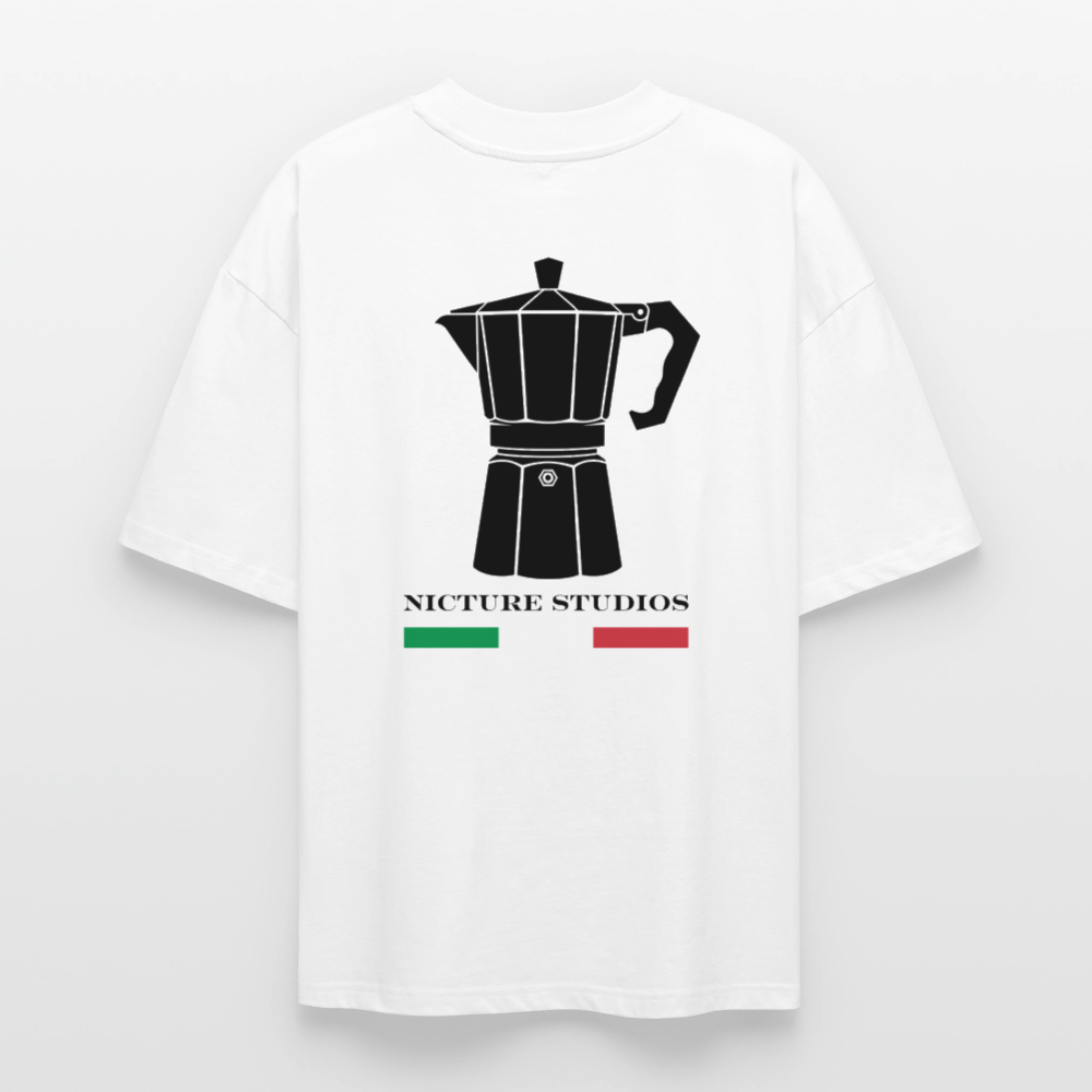 Espresso Oversized Unisex Bio T-Shirt - Weiß
