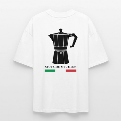Espresso Oversized Unisex Bio T-Shirt - Weiß
