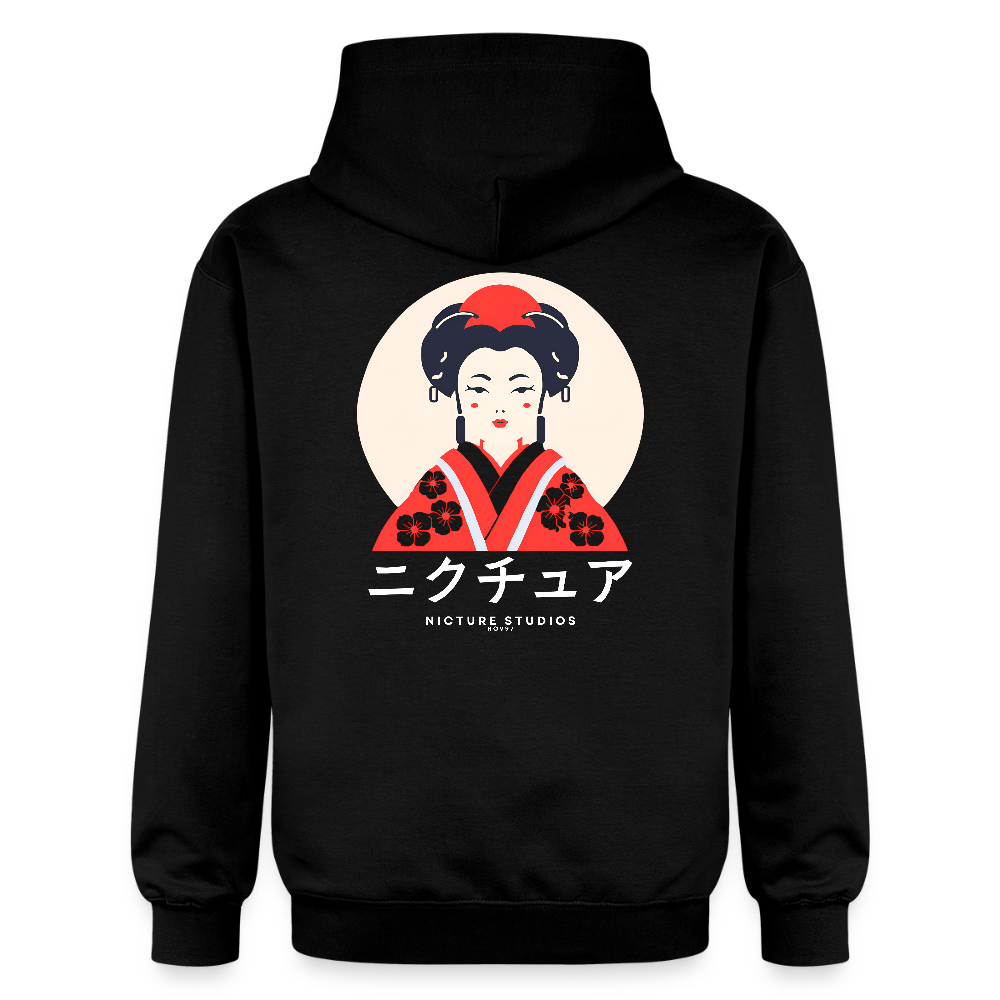 Japanese Geisha Unisex Soft Hoodie - Schwarz