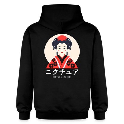 Japanese Geisha Unisex Soft Hoodie - Schwarz