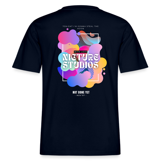 Abstract Relaxed Fit Unisex Organic T-Shirt - Navy