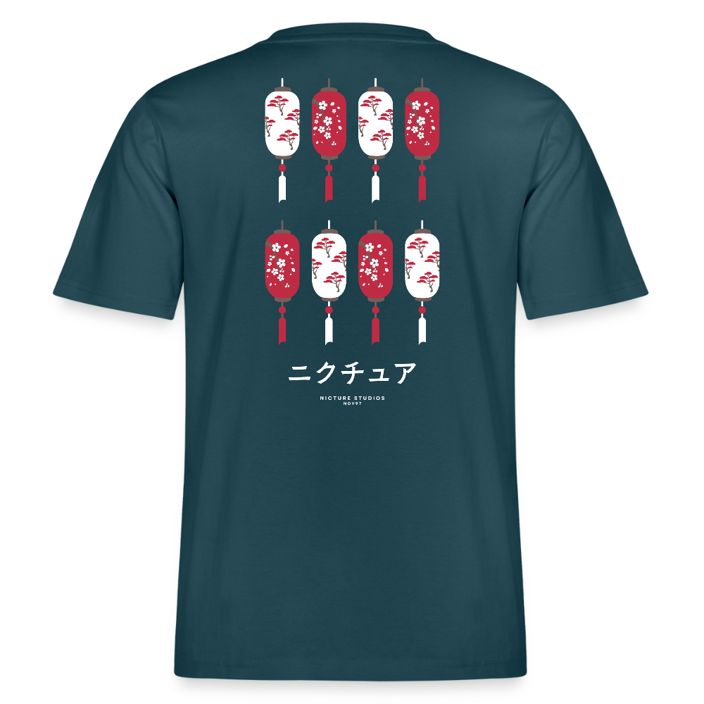 Japanese Style Relaxed Fit Unisex Organic T-Shirt - Dunkles Petrol