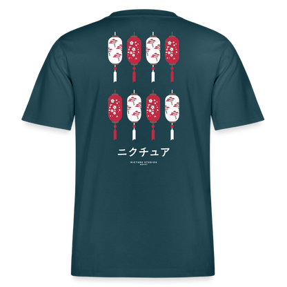 Japanese Style Relaxed Fit Unisex Organic T-Shirt - Dunkles Petrol