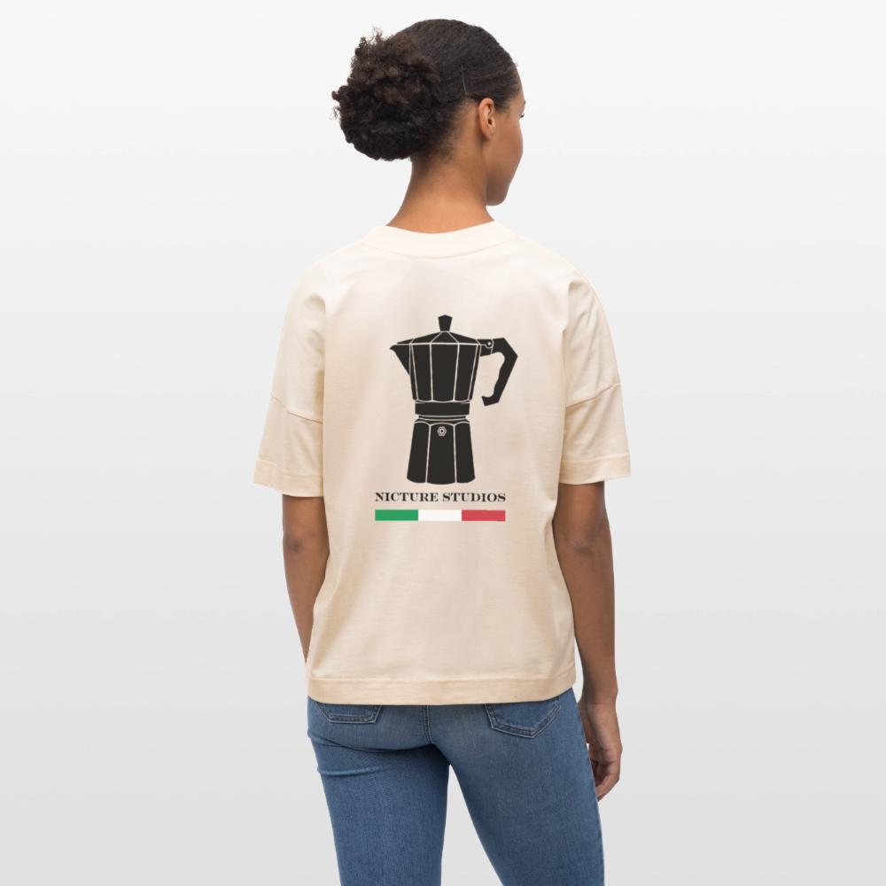 Espresso Oversized Unisex Bio T-Shirt - Weißgrau