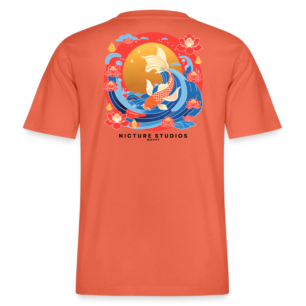 Koi & Flower Japanese Relaxed Fit Unisex Bio-T-Shirt - Hellrot