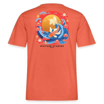 Koi & Flower Japanese Relaxed Fit Unisex Bio-T-Shirt - Hellrot