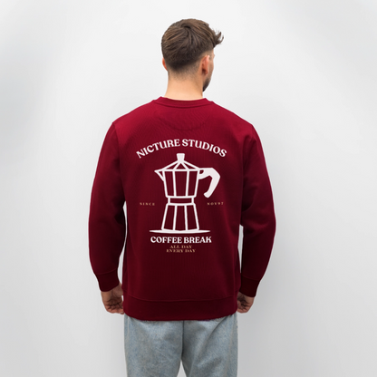 Coffee Break Unisex Bio-Sweatshirt - Burgunderrot