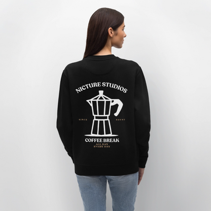 Coffee Break Unisex Bio-Sweatshirt - Schwarz