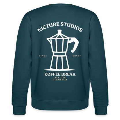 Coffee Break Unisex Bio-Sweatshirt - Dunkles Petrol