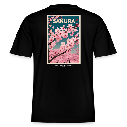 Sakura Japanese Cherry Blossom Relaxed Fit Unisex Bio-T-Shirt - Schwarz
