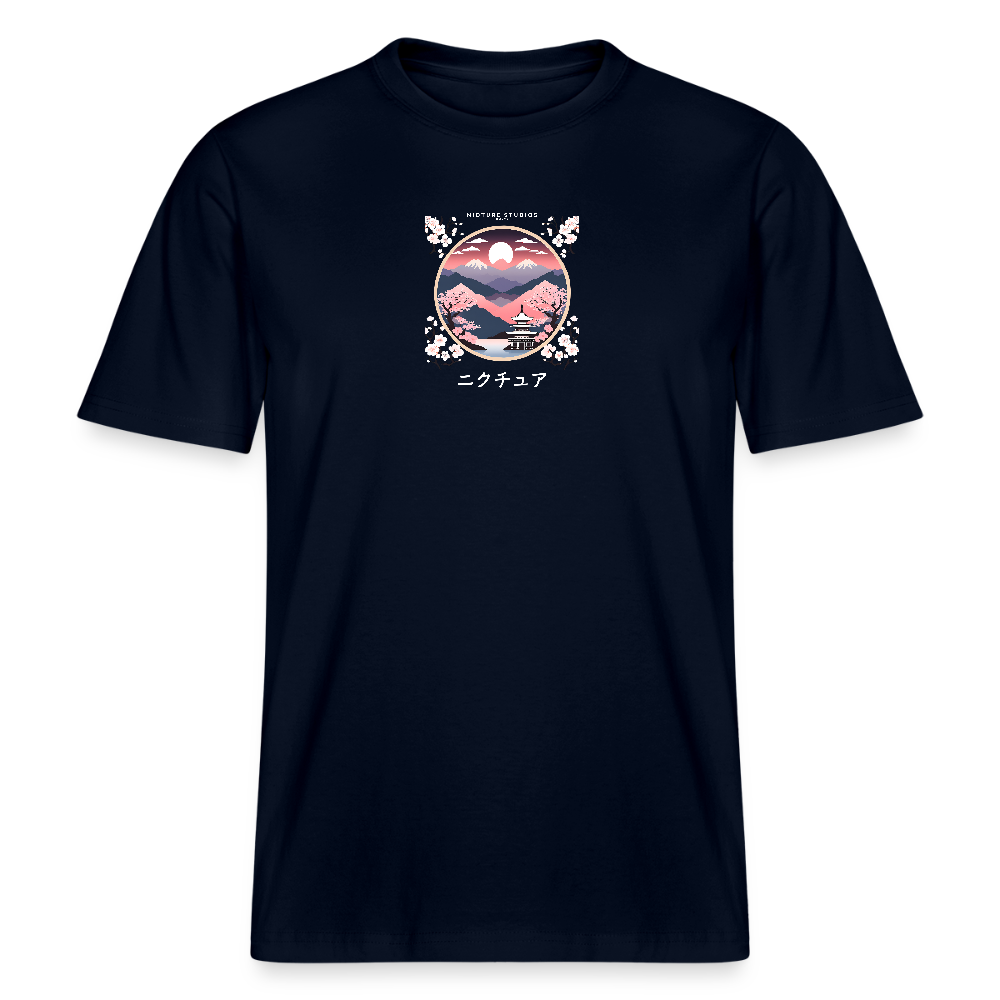 Japanese Landscape Relaxed Fit Unisex Bio-T-Shirt - Navy