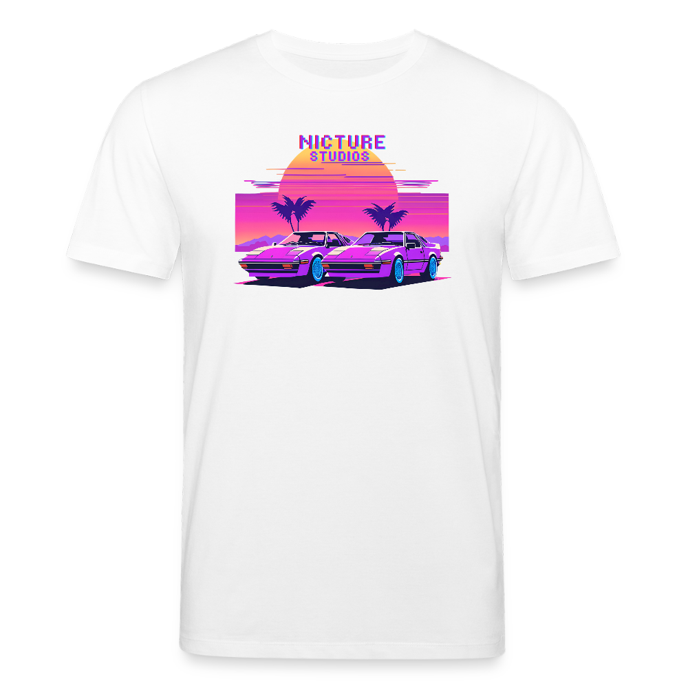 Retro Pixel Unisex Bio-T-Shirt - Weiß