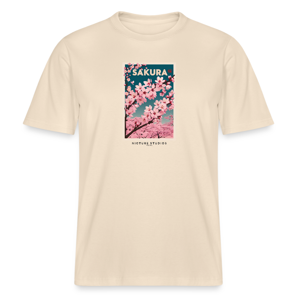 Sakura Japanese Cherry Blossom Relaxed Fit Unisex Bio-T-Shirt - Weißgrau