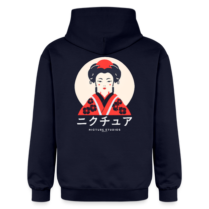 Japanese Geisha Unisex Soft Hoodie - Navy